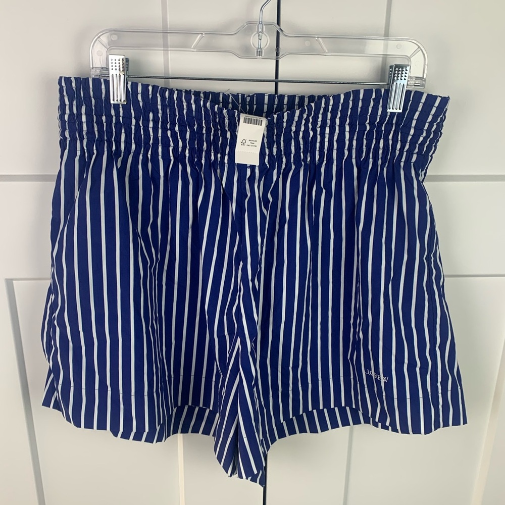 J. Crew Blue & White Striped Swim Coverup Shorts